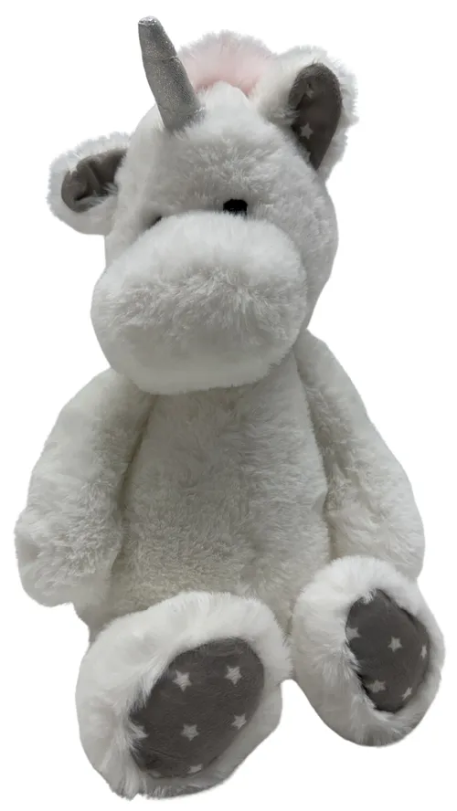 White Stuffed Unicorn With Grey & White Stars Plush