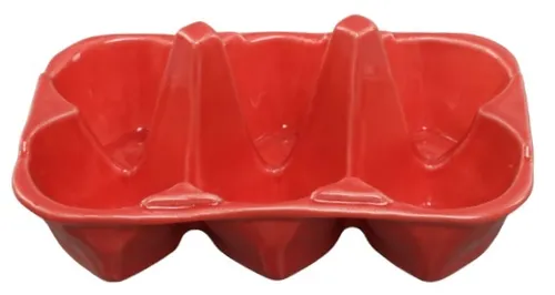 Coral Red Ceramic Egg Carton Holder