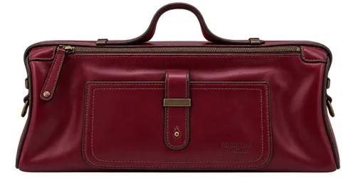 Rich Burgundy Leather Elongated Handbag