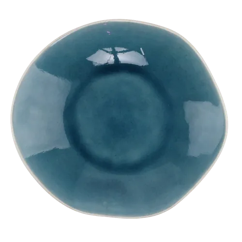 Peacock Blue Crackle With White Rim Dinner Plate