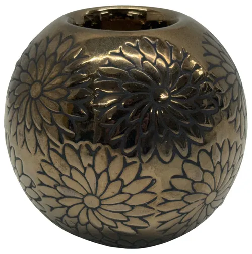 Metallic Gold Flower Tealight Candle Holder
