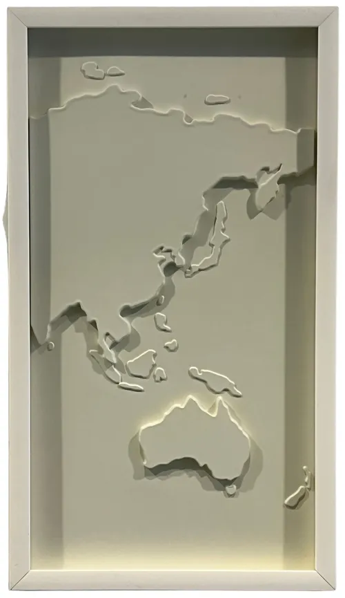 White World Map III In White Frame