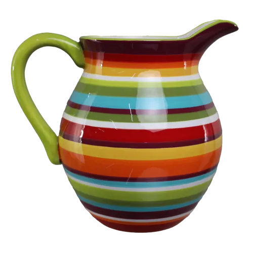 Rainbow Band Ceramic Pitcher