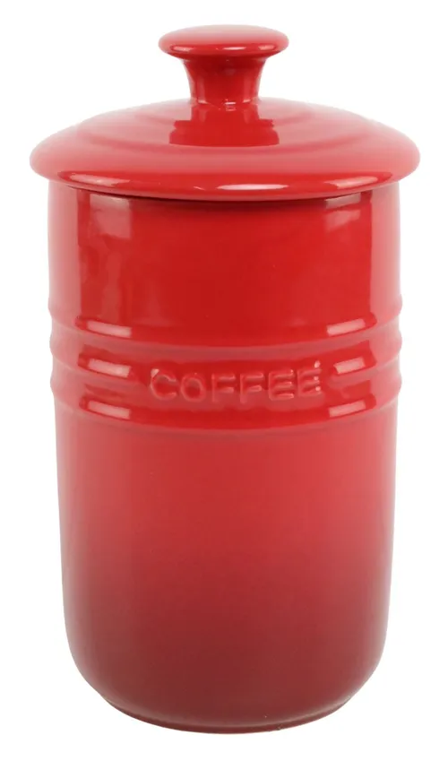 Gradient Red Ceramic Coffee Canister With Lid
