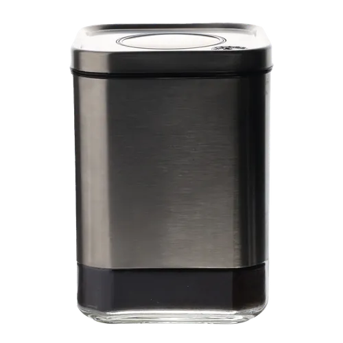 Brushed Metal Pop Top Canister Containing Coffee