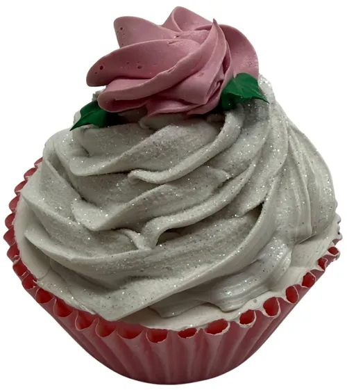 Artificial Vanilla Glitter & Pink Frosting Cupcake