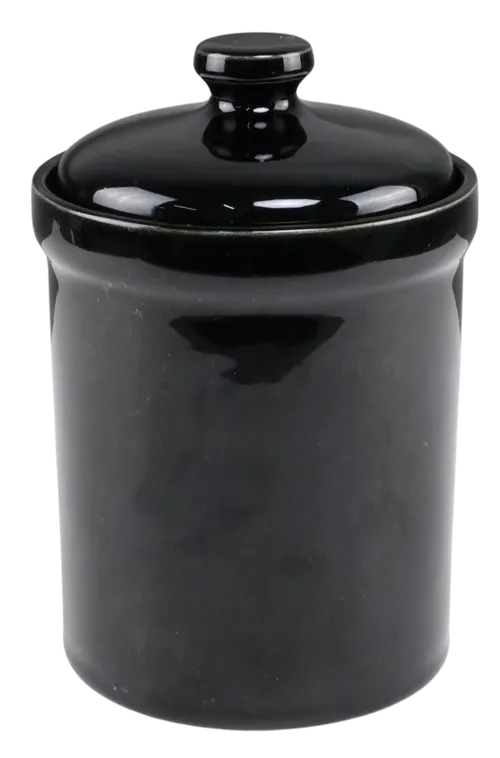 Gloss Black Ceramic Canister With Lid - Medium