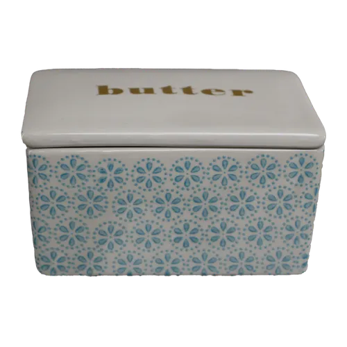 Baby Blue Fleurets Butter Dish