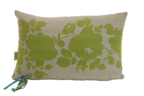 Blue With Cream Roses & Cream With Moss Roses Throw Pillow