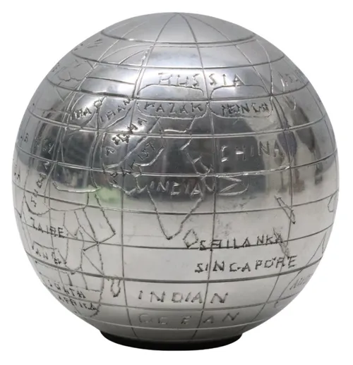 Silver World Globe Paperweight