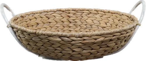 Natural Woven Rattan Decorative Basket With Handles