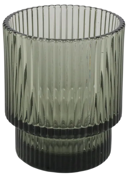 Clear Green Glass Fluted Drinking Glass