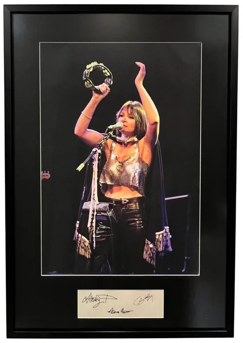 Photograph Of Musician With Tamborine With Autographed Plate In Black Frame