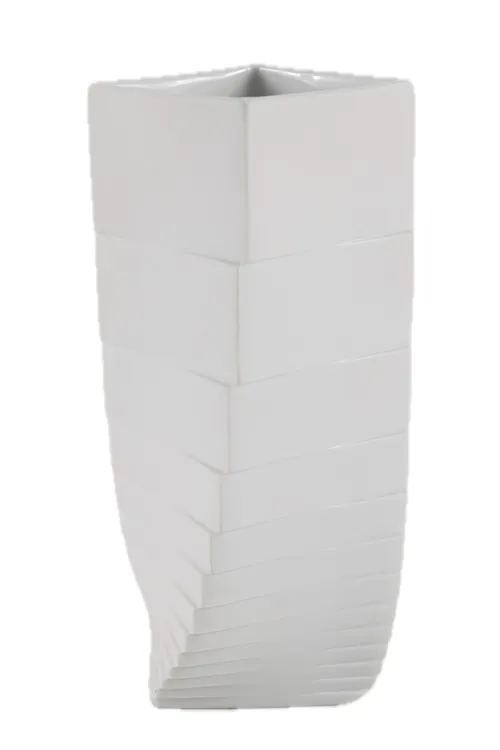 Rectangular Twisted Storey White Ceramic Vase