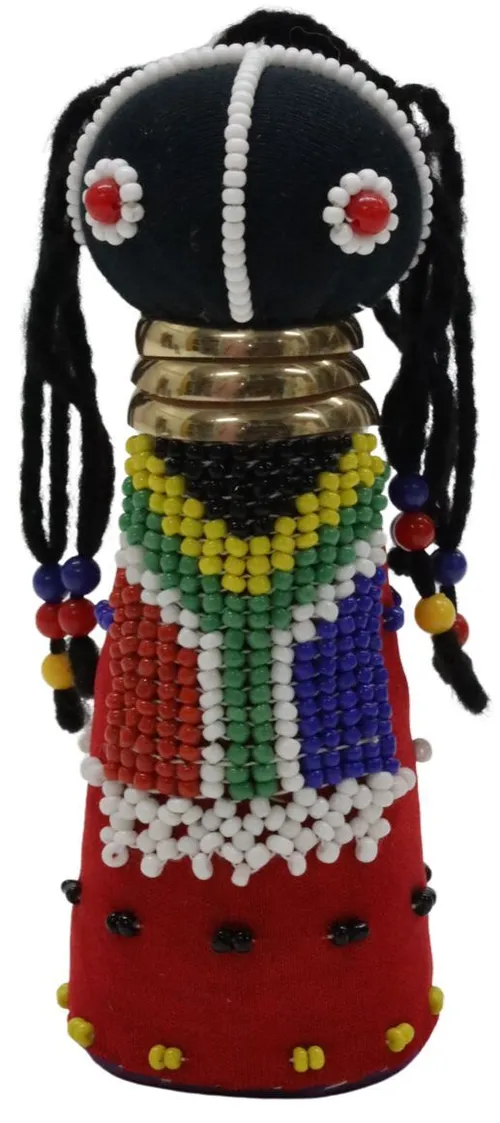 Ndebele Fertility Doll With Red & Blue Dress