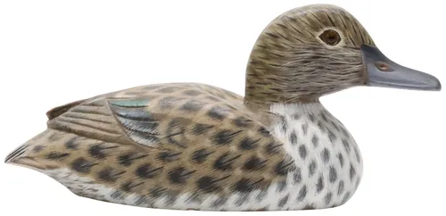 Wood Carved Green Winged Teal Hen Duck Decoy
