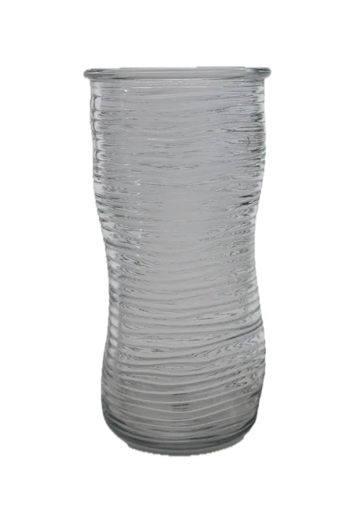 Irregular Ribbed Clear Glass Vase