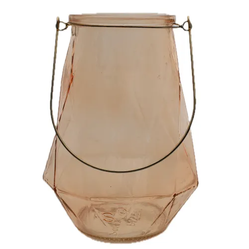 Rose Glass Vase With Metal Handle