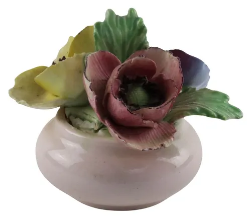 Bone China Floral Arrangement With White Vase