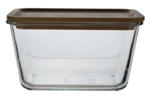 Clear Glass Rectangular Storage Container With Bamboo Lid