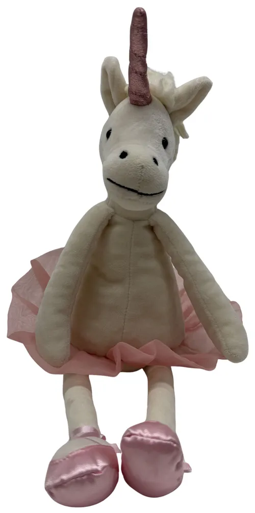 White Stuffed Unicorn With Pink Skirt Plush