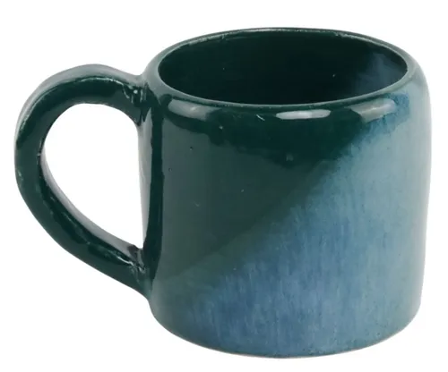 Green & Blue Glazed Pottery Mug