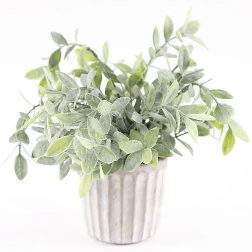 Artificial Zanzibar Gem Plant In Taupe Grooved Ceramic Pot