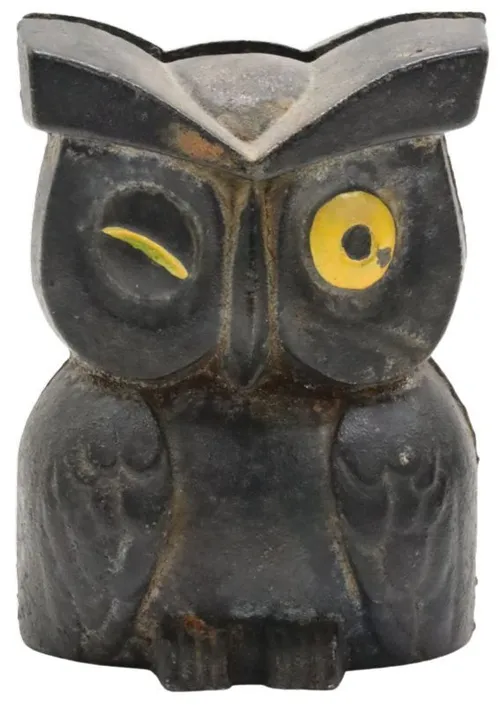 Black Cast Iron Owl Bank