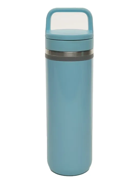 Aqua Pearl Blue With Steel Band Metal Water Bottle