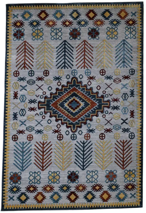 Blue & Yellow Navajo Area Rug 4'10