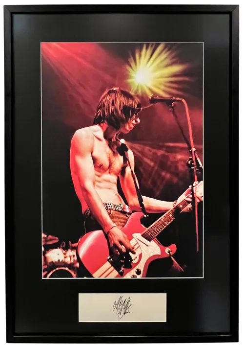 Guitarist Photograph With Autographed Plate In Black Frame