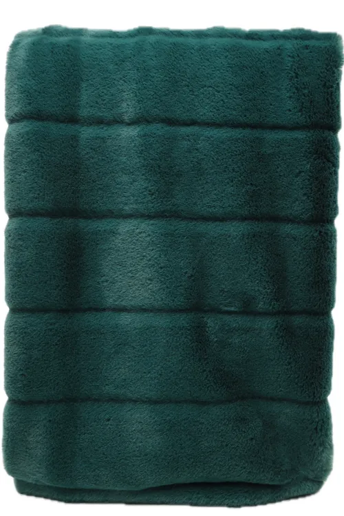 Teal Green Faux Fur Low Pile Throw Blanket