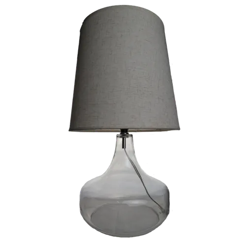 Clear Glass Tapered Table Lamp With Oatmeal Shade