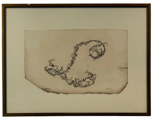 Intricate L On Paper In Gold Frame