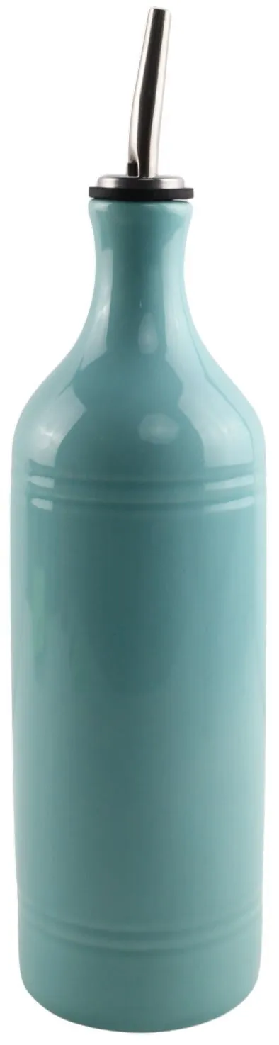 Large Turquoise Ceramic Oil Bottle