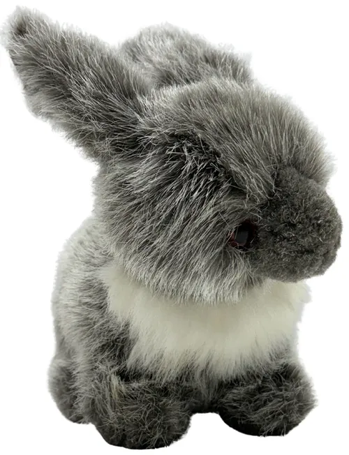 Mottled Grey & White Rabbit Plush Stuffed Animal