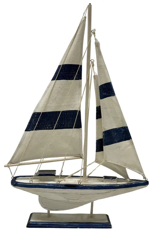 White & Blue Sailboat On Stand