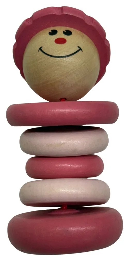 Pink Wood Little Girl Baby Rattle