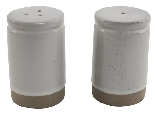 Glazed White & Beige Ceramic Salt & Pepper Set