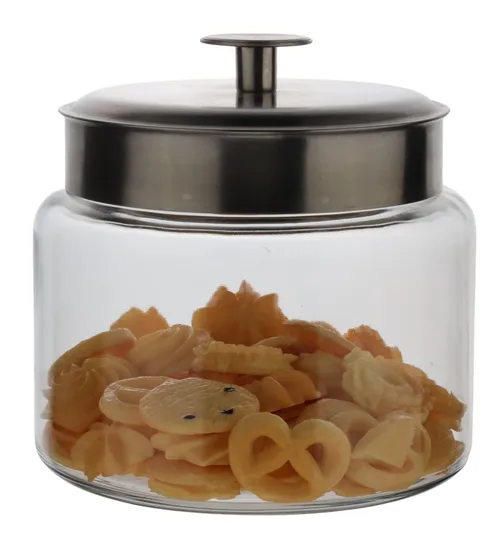 Clear Glass Canister With Silver Lid With Artificial Cookies