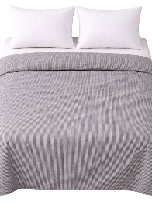 Heather Grey With Muted Pinstripes Duvet Cover - Queen