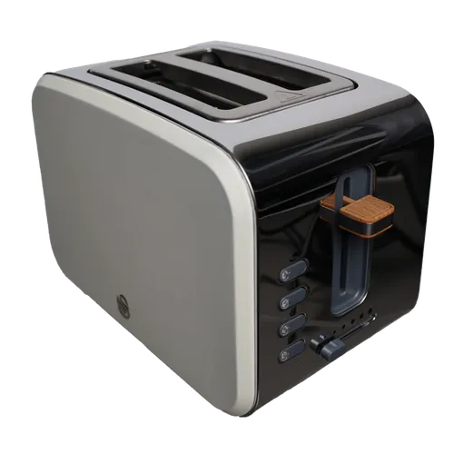 White & Mirrored Metal 2 Slice Toaster