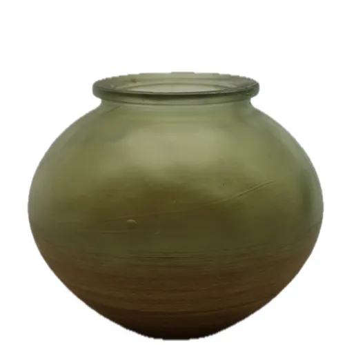 Yellow & Green Matte Glass Vase