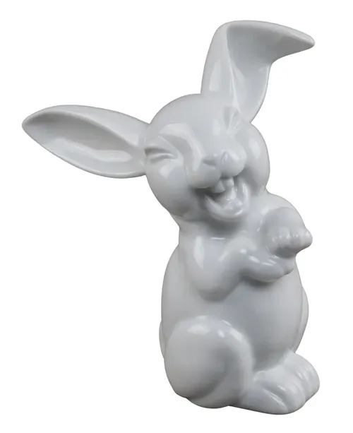 White Ceramic Laughing Rabbit 