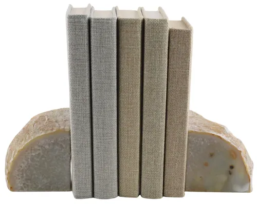 Polished White Agate Bookend Set