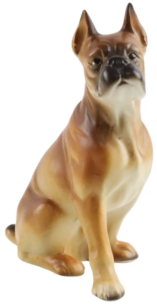 Brown Ceramic Boxer Dog Figurine