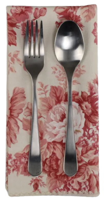 Cream With Red Flower Chintz Napkin