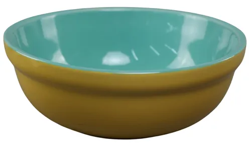Yellow & Turquoise Ceramic Serving Bowl - Medium
