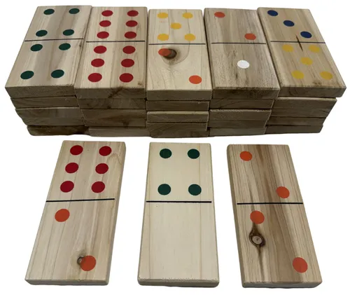 Oversized Wood Colourful Dominoes Set