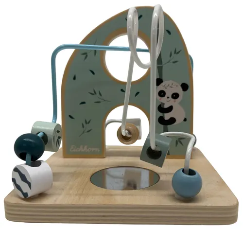 Wood Panda Bear Wire & Bead Maze
